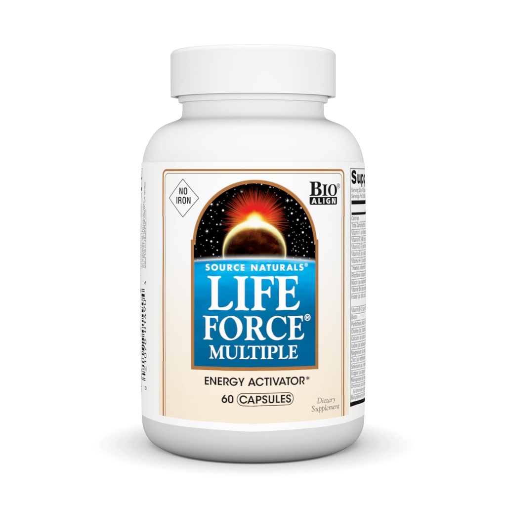 Source Naturals Life Force Multiple Iron Free Daily Multivitamin High Potency Essential Vitamins, Minerals, Antioxidants & Nutrients - Energy & Immune Boost* - 60 Capsules