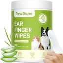 Ear Finger Wipes for Dogs & Cats, Tier Dog Ear Clean Wipes, Natural Relief Cat Ear Clean Dog, Pet Health Materials for Dog Small Animal Cat, Aloe Scent Deodoring - 50 Count