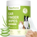 Ear Finger Wipes for Dogs & Cats, Tier Dog Ear Clean Wipes, Natural Relief Cat Ear Clean Dog, Pet Health Materials for Dog Small Animal Cat, Aloe Scent Deodoring - 50 Count