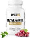 Resveratrol Capsules 600 mg per Service, Potent Antioksi Diyeter Supplement Capsules, 1 Şişede 60 Capsules, Made in USA