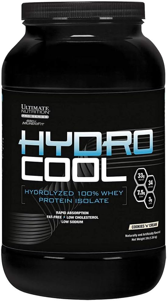 Ultimate Beslenme HidroCool Hydrolyzed Whey Protein Isolate Toz No Bloating - Fat ve Gluten Free, Hızlı Aborpsiyon, 33 Grams of Protein, Cookies & Cream, 3 Pounds