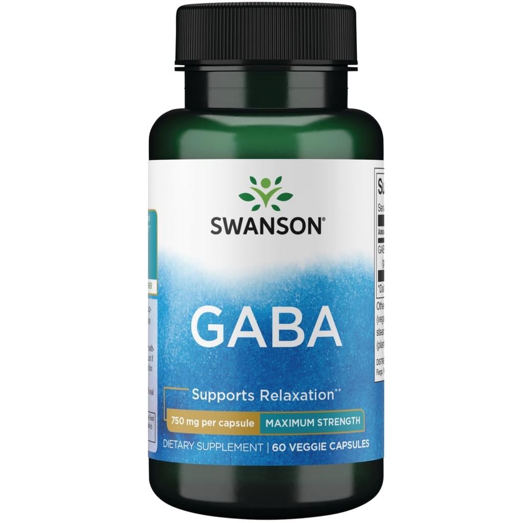 Swanson Amino Acid Μέγιστη ισχύς GABA 750 Milligrams 60 Veg Κάψουλες