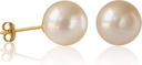 Handpicked Freshwater Pearl Stud Earrings 14K Gold Plated Sterling Silver Round for Women Hipoallergenicicicic