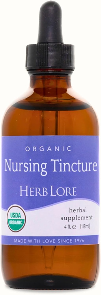 Herb Lore Organic Nursing Tincture - Liquid Lactation Support Drops to Increase Breast Milk Supply with Moringa and Fennel - Fenugreek Free Breastfeeding Supplement (4 fl oz)