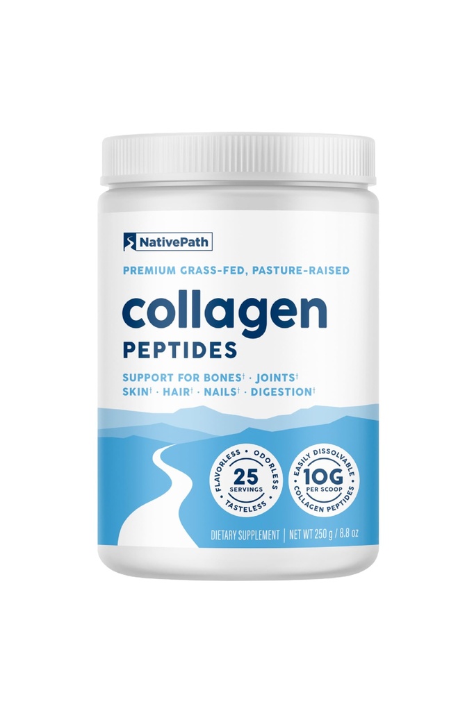 NativePath Collagen Peptides - Hydrolyzed Type 1 & 3 Collagen Powder for Skin, Hair, Nails - 8.8 oz (25 services)