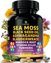 Sea Moss Κάψουλες – 17-σε-1 ανάμειξη με μαύρο σπορέλαιο Ashwagandha Bladderwrack Burdock Root Turmeric Vitamin D3 K2 C για την καθημερινή ευεξία – Multimineral Supplement for Men & Women – 120 Count