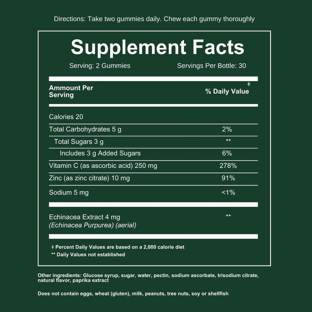 WEEM Immune Support Gummies - Vitamin C - çinko - Echinacea - Sağlık Sistemi Desteği - Pills için Alternatif, Gluten-Free, Natural Supplement for Kids and Yetişkinler - 3 Pack