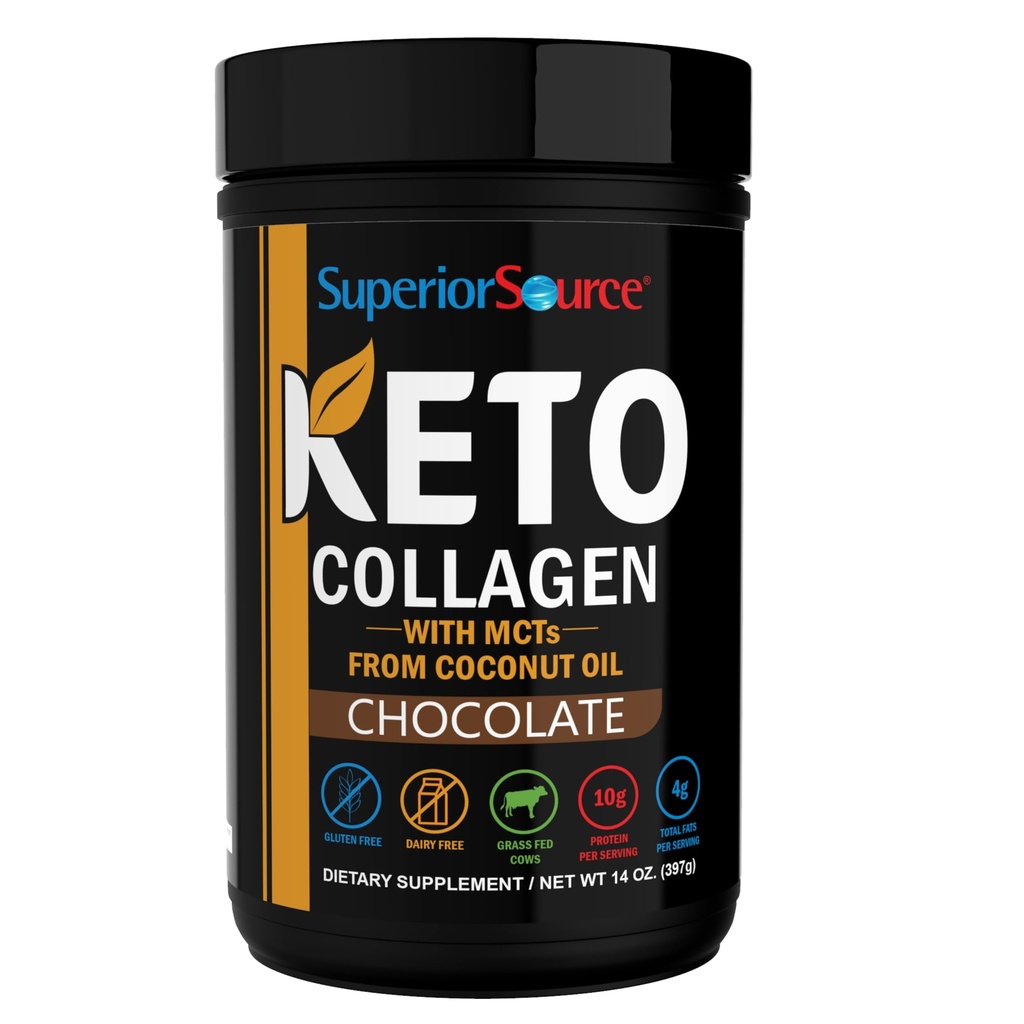 Superior Source Keto Collagen - MCT Oil ile Collagen protein Tozu - Saç Saçları, Skin, Nails & Ortak Sağlık - Süt Özgür - Çikolata, 14 oz