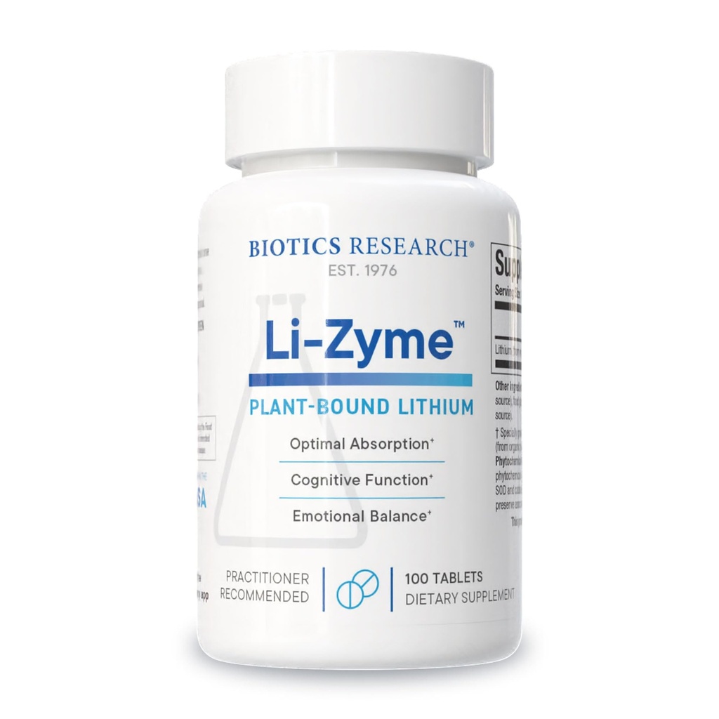 Biotics Research Li Zyme 50 μικρογραμμάρια, λίθιο ως ολόκληρο φαγητό, φυτοχημικά λίθιο, εξαιρετικά βιοδιαθέσιμο, υποστηρίζει τη λειτουργία του εγκεφάλου, τη μνήμη και την υποστήριξη διάθεσης, 100 δισκία