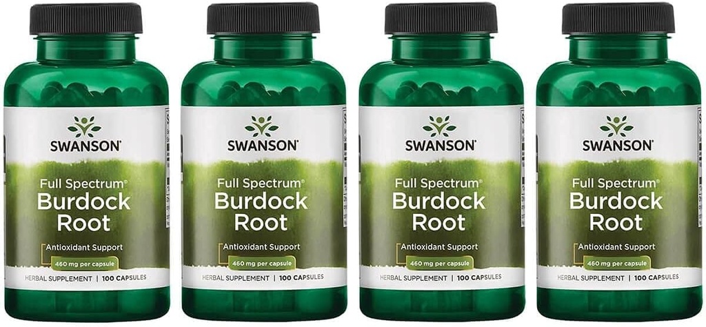 Swanson Burdock Root Kidney '&' Liver Support - Detox Skin Yardımlar Vücuttan Toxins - Destek Ve Sağlıklı Immune Sistemi - Herbal Antioksi Supplement (460 100 Capsules) 4 Pack