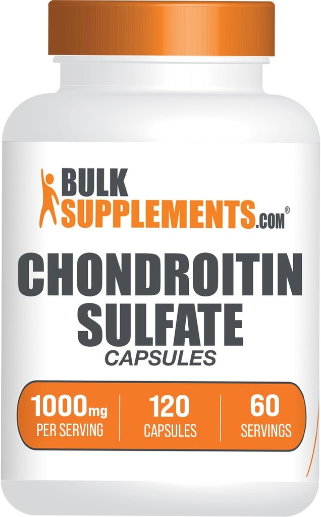 BulkSupplements.com Chondroitin Sulfate Capsules - Beslenme Supplement, Chondroitin Sulfate 1000 mg - Gluten Free, 2 Capsules per Service, 120 (Pack of 1)