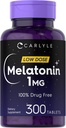 Carlyle Melatonin 1 mg | 300 Low Dose Tabletler | Uyuşturucu Ücretsiz Yardım | Vejetaryen, Non-GMO, Gluten Free