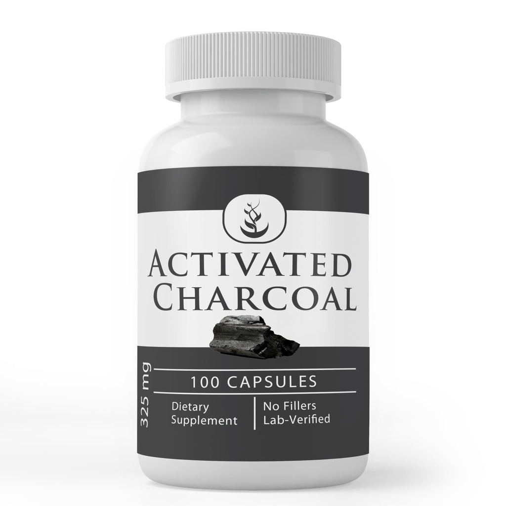 Pure Original Materialss Aktif Charcoal, (100 Capsules) Her zaman Saf, Hiçbir Katkı veya Ayırmacılar, Lab TY