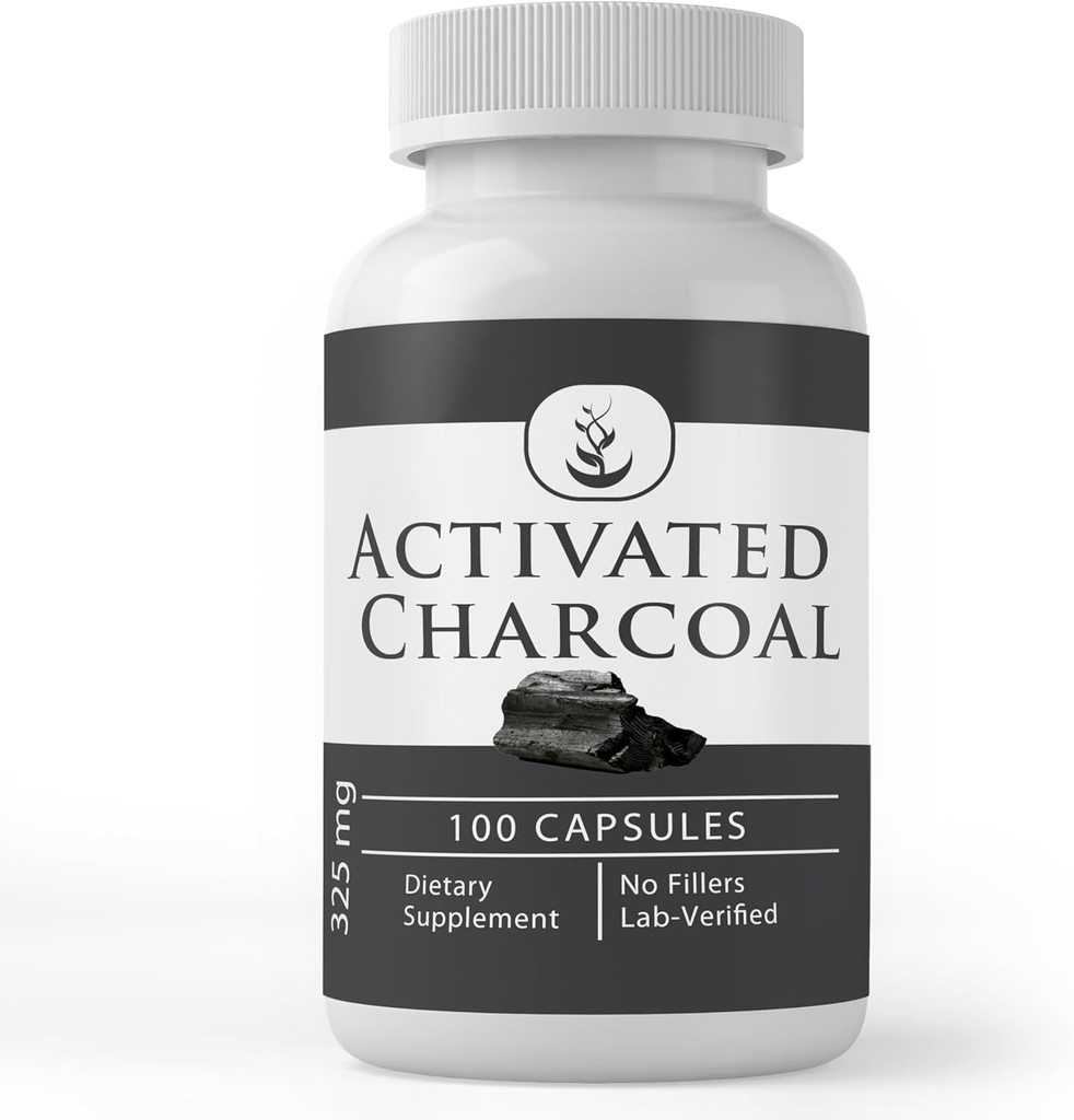 Pure Original Materialss Aktif Charcoal, (100 Capsules) Her zaman Saf, Hiçbir Katkı veya Ayırmacılar, Lab TY