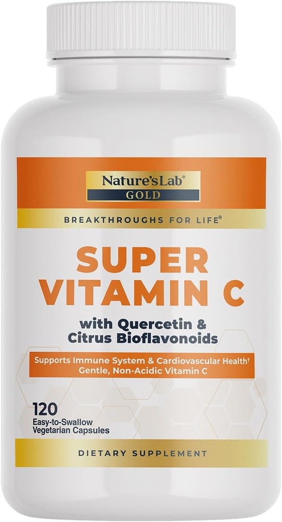 Εργαστήριο της φύσης Gold Super Vitamin C 1000mg – Υποστήριξη ανοσοποιητικού συστήματος – Περιέχει Bioflavonoids Complex & Quercetin – Μη Αcidic, Μη ΓΤΟ, Χωρίς γλουτένη, Vegan – 120 Κάψουλες (2 Μήνες Προσφορά)