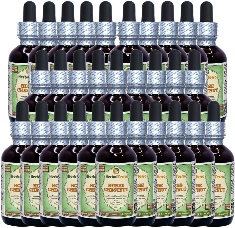 At Chestnut (Aesculus Hippocastanum) Glycerite, Organik kuru Nuts Alkol-FREE Sıvı Ekstraksiyon (Brand name: HerbalTerra, Proudly made in USA) 30x2 fl.oz (30x60 ml)