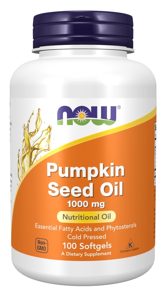 NOW Συμπληρώματα, Pumpkin Seed Oil 1000 mg με Απαραίτητα Λιπαρά Οξέα και Φυτοστερόλες, Ψυχρό Πατημένο, 100 Softgels