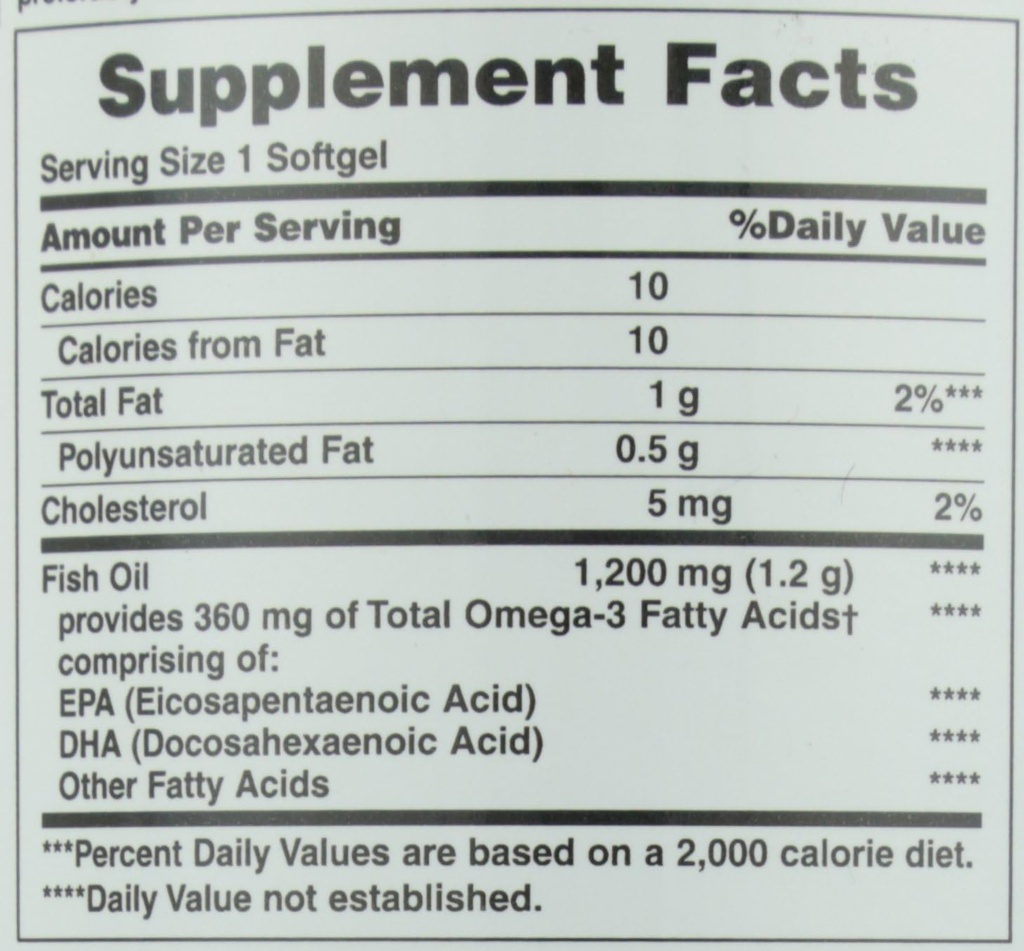 Nature's Bounty Fish Oil, Supports Heart Health, 1200 Mg, Hızlı Yayın Softgels, 200 Ct (Pack of 2)