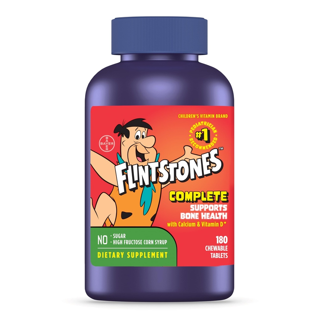 Flintstones Chewable Kids Βιταμίνες, Complete Multivitamin for Kids and Toddlers with Iron, Calcium, Vitamin C, Vitamin D & More, 180ct