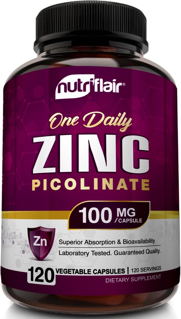 NutriFlair çinko Picolinate 100 mg, 120 Capsules - Vegan, Non-GMO, ABD'de Made, Third-Party Lab Tested