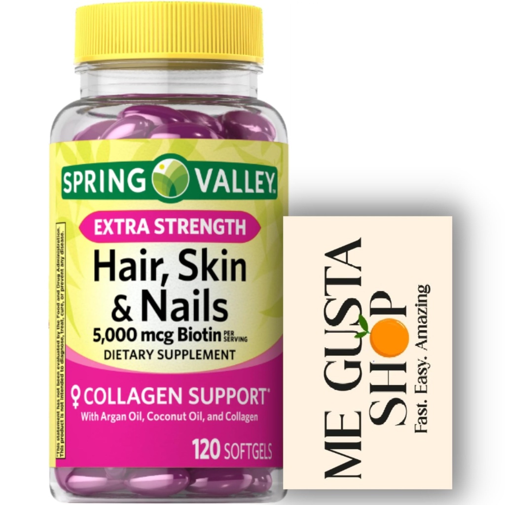Ekstra Güç Saçları, Skin & Nails Diyetary Spring Valley Tamam, Biotin, Collagen, Gelatin 120 ct Pill Organizer içerir