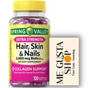 Ekstra Güç Saçları, Skin & Nails Diyetary Spring Valley Tamam, Biotin, Collagen, Gelatin 120 ct Pill Organizer içerir