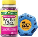 Ekstra Güç Saçları, Skin & Nails Diyetary Spring Valley Tamam, Biotin, Collagen, Gelatin 120 ct Pill Organizer içerir
