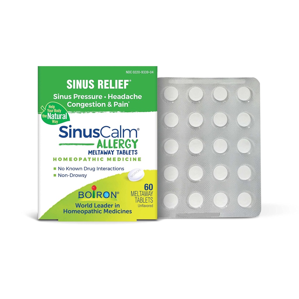 Boiron SinusCalm Alerji Tabletleri Sinus Baskısı, Sinus Headache veya Sinus Congestion ve Pain - 60 Count
