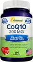 ASquared Beslenme CoQ10 (200 Capsules ve 200 mg) - Yüksek Abhidrojen CO Q-10 Toz - Enzyme Ubiquinone Supplement Pills, Ekstra Antioksi Coenzyme Q10 Vitamin, Coq 10 Alernative to Softgels