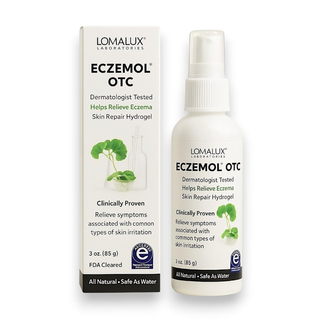 Loma Lux New Eczemol OTC Spray Natural & No Sting Hypochlorus for Eczema, Wounds, Burns, Cuts, Radiation Dermatitis, Skin Irritation, Sunburn, Ichy Skin, for Kids & Adults (8 Fl Oz.)