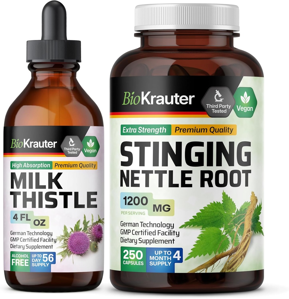 BIO KRAUTER Süt Butle Tincture 4 Fl. Oz. & Sting Nettle 250 Capsules