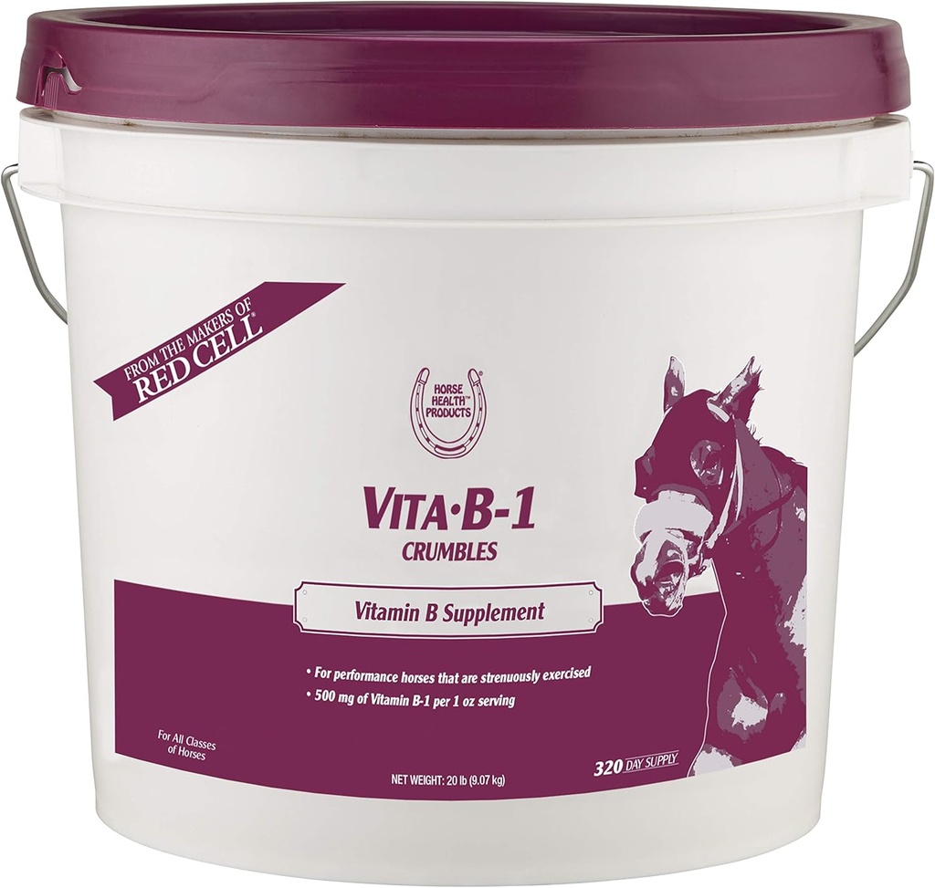 Farnam At Health Vita B-1 Crumbles Supplement for Horses, performans için optimal kas aktivitesini ve metabolizmasını destekler, 20 kilo, 320 günlük tedarik