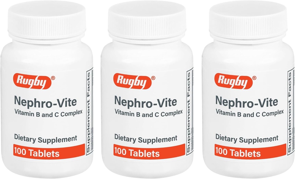 Rugby Nephro-Vite Vitamin B ve C Komplek Tabletleri - Diyet Supplement - 100 Count (3 Pack)