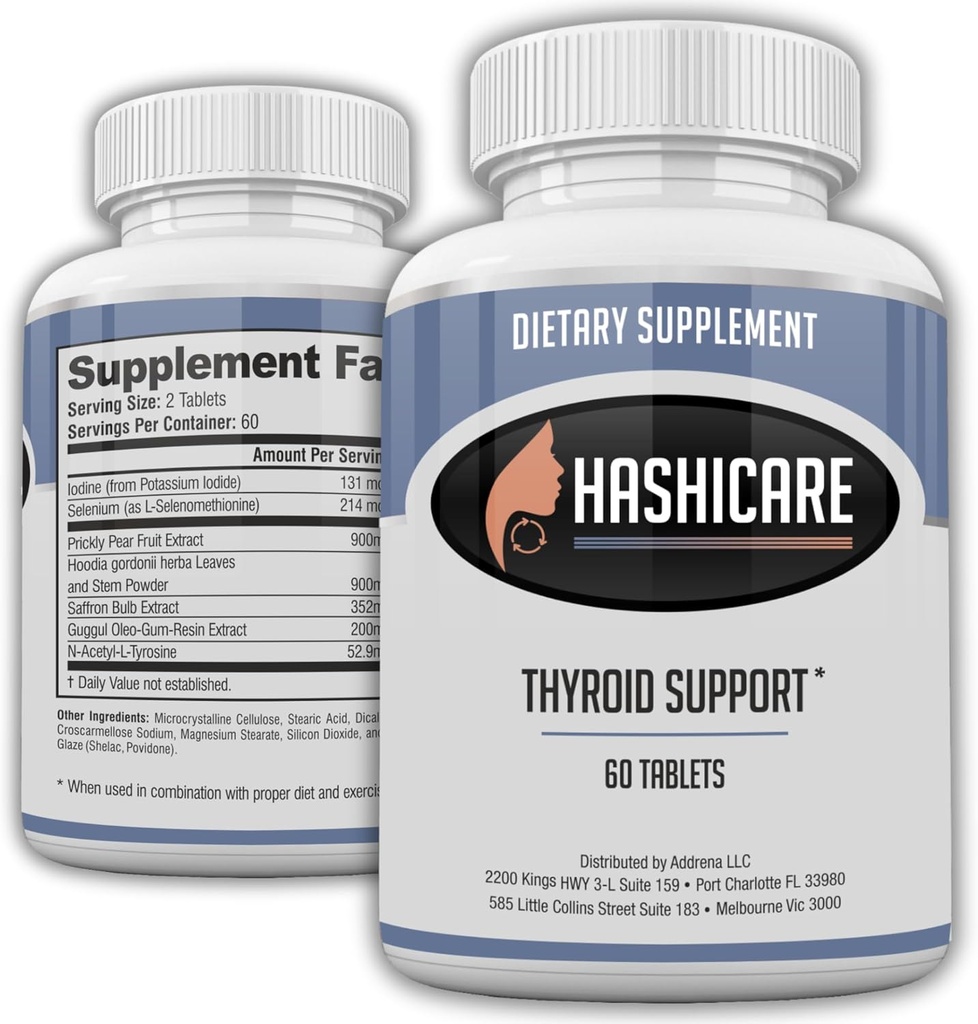 Hashicare Pills- Natural Yourroid Support Supplements for Women and Men Boost Metabolism with Iodine, Selenium, Saffron ve Hoodia- 60 Vitamin Tabletleri