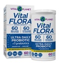 Vital Planet - Vital Flora Ultra Daily Probiyotik 60 Milyar CFU, 60 Diverse Strains, 7 Organik Prebiyotik, Immune Support, Digestive Health Raf Stable Probiyotiks for Women and Men 60 Capsules