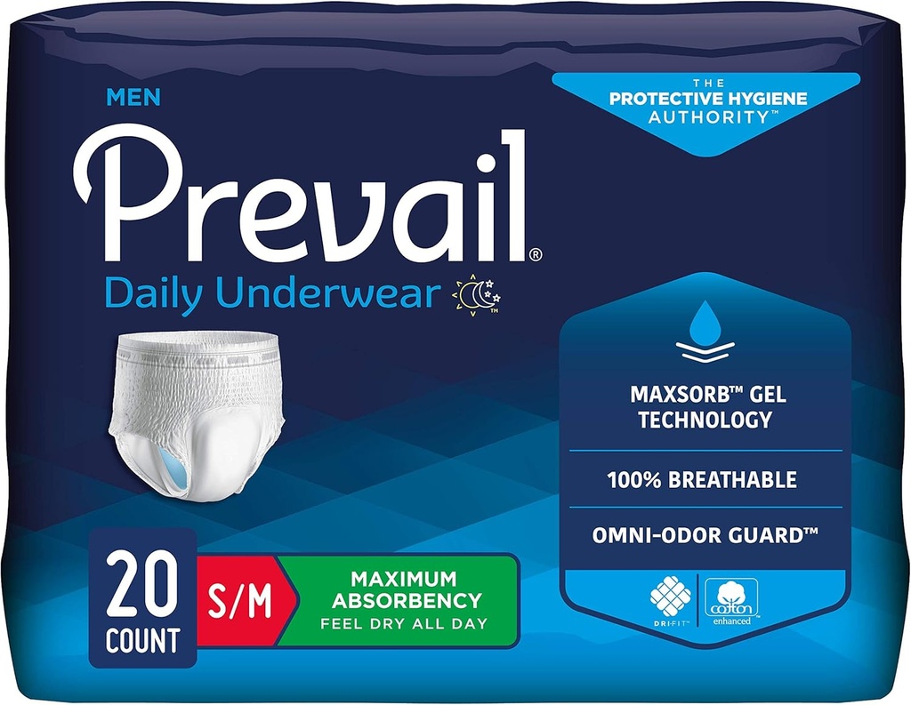 Prevail - Erkeklerin koruyucusu Underwear - Pull-up Incontinence Underwear - Use Adult Diaper - maksimum Absorbency - Small / Medium - 20 Count-up