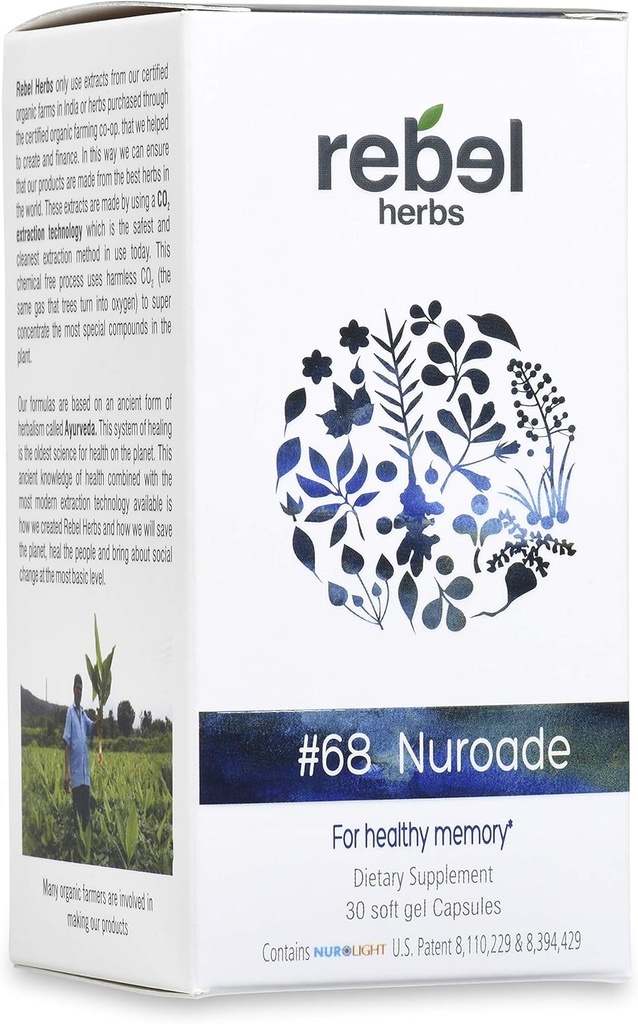 #68 Nuroade Capsules Beyin Supplement Nootropics ATM - Geliştirilmiş Focus, Boost Concentration, Find Memory & Clarity, Mind Advancedment, IQ Improvement with Bacopa and Celastrus