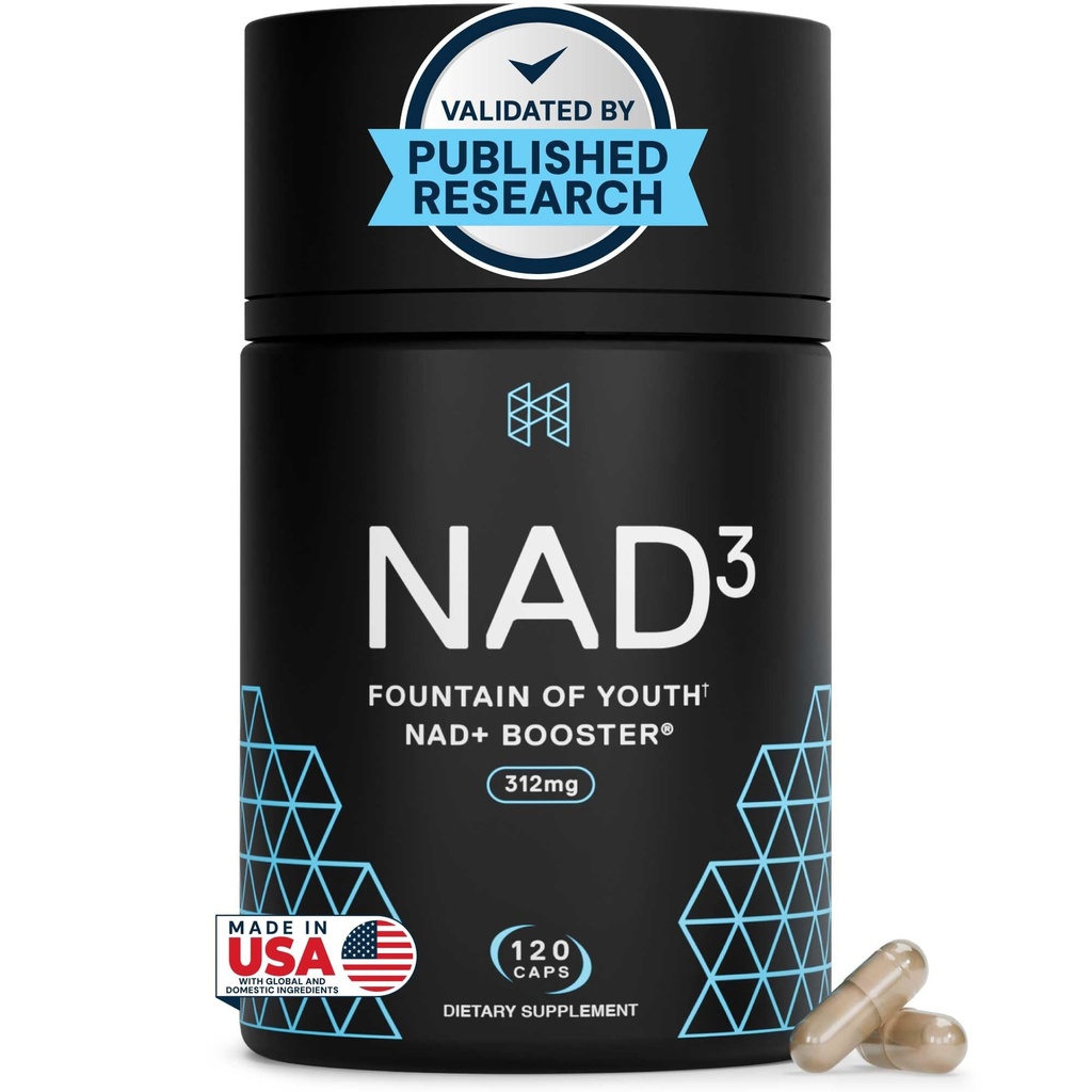 HPN NAD3 Clinical NAD+ Booster, Cellular Health & Natural Energy - Συμπλήρωμα NAD για υγιή γήρανση, Μεταβολική υποστήριξη, NRF2 & μακροβιότητα, Νικοτιναμίδη Ριμποζίδιο & NMN Εναλλακτική, 120ct, 60-Day Supply