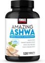 FORCE FACTOR Amazing Ashwa, KSM- 66 Ashwagandha συμπλήρωμα για το στρες ανακούφιση, εστίαση, μνήμη, ανοσοποιητική υποστήριξη, με βιταμίνες, ορυκτά & αντιοξειδωτικά, συμπληρώματα κορτιζόλης για γυναίκες, 120 δισκία