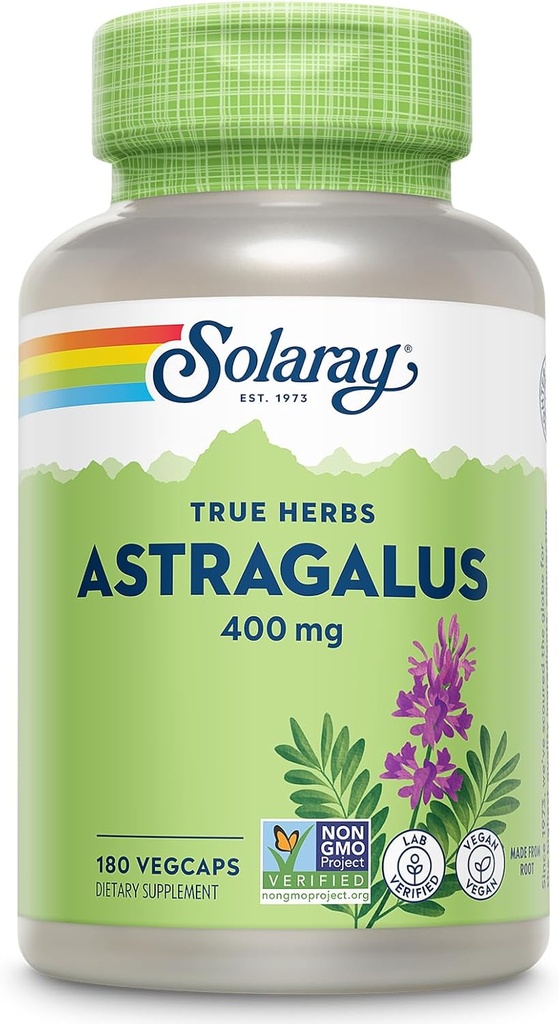 SOLARAY Astragalus Root 400mg - Geleneksel Herbal Desteği - Non-GMO, Vegan & Lab Doğrulandı - 180 Hizmet, 180 VegCaps