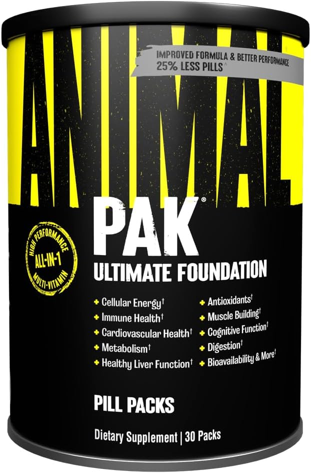 Hayvan Pakı - Erkekler ve Kadınlar İçin Çok Çok Çokvitamin All-in-One Vitamin & Supplement Pack - çinko, Vitaminler C, B, D, Amino Asits ve Immune Destek - Spor Beslenme Performansı - 30 Kont
