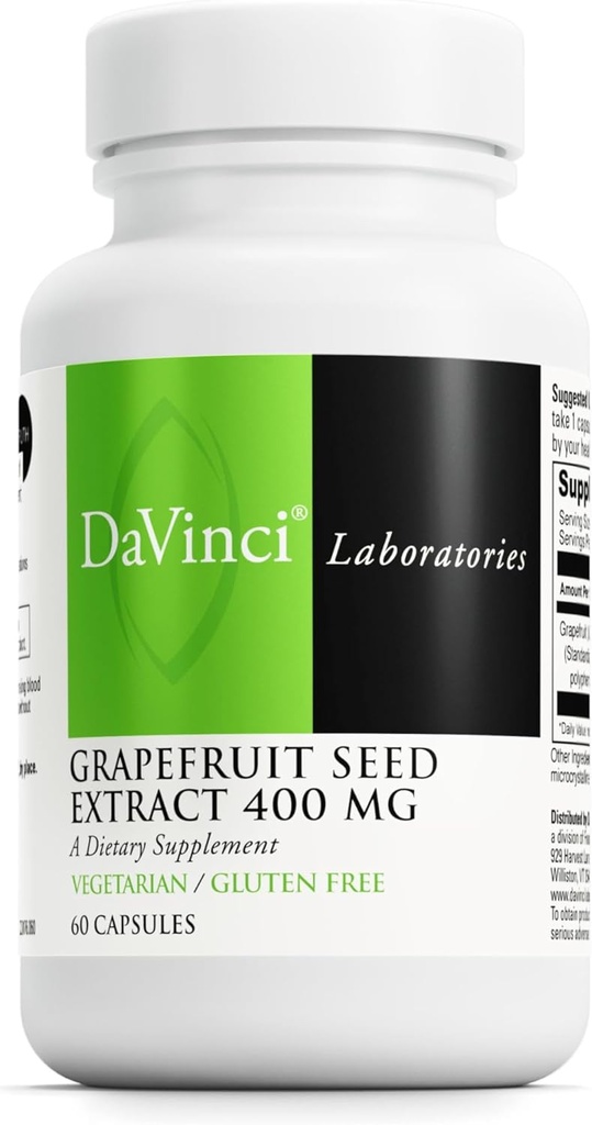 DAVINCI Laboratuvarları Grapetre Seed 400 mg - Destekler GI & Digestive Gut Health - Gluten Free, Vegetarian - 60 Capsules (30-Day Supply)