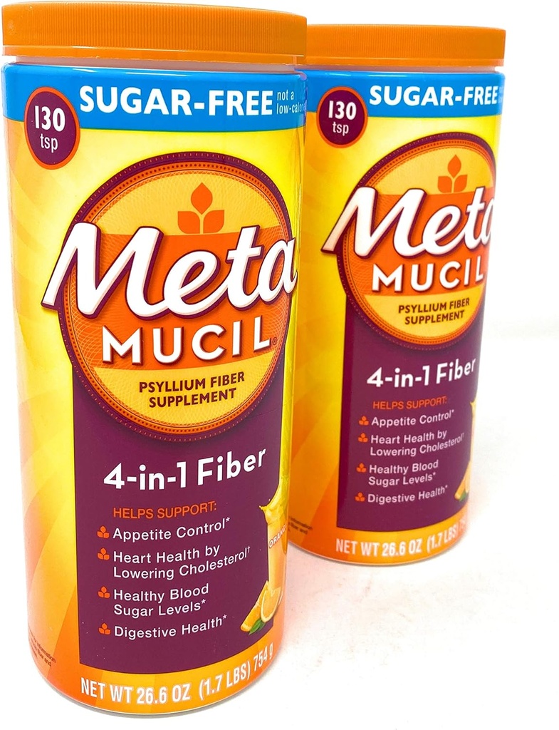 Metamucil Sugar Free Fiber Supplement, Orange Smooth 260 Servisler