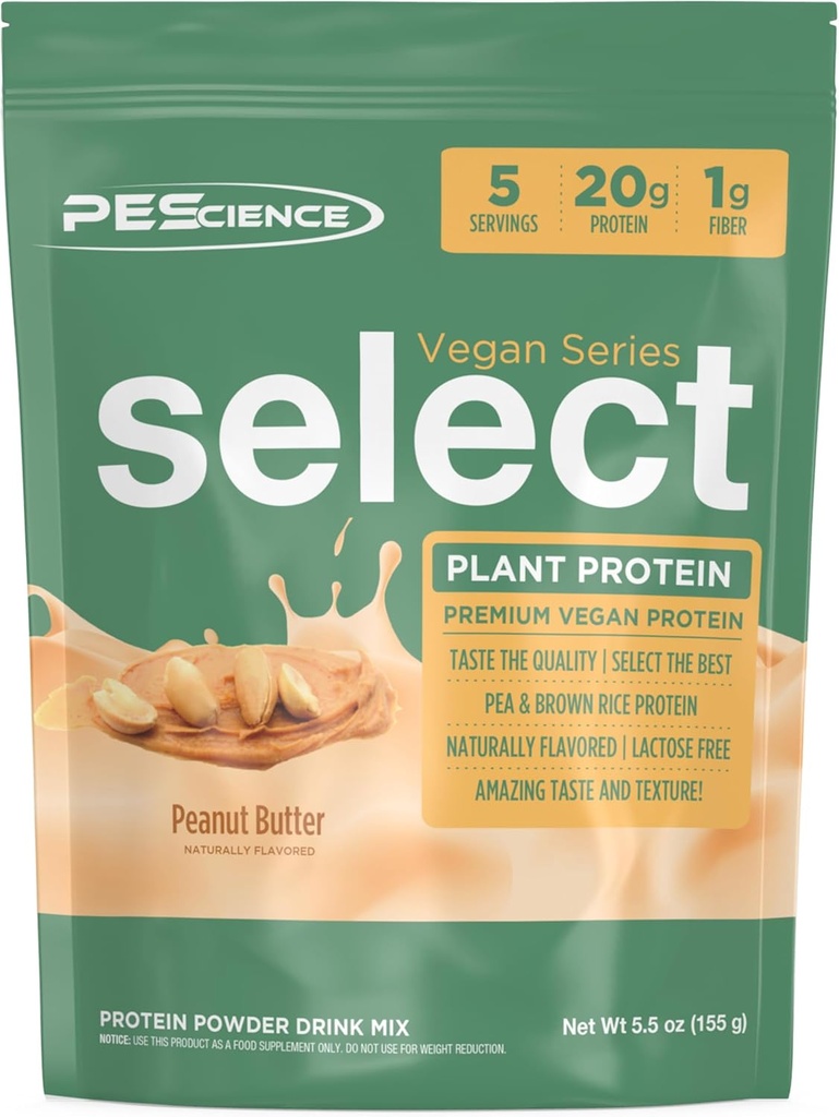 PE Science Select Vegan Protein Toz, Bitki bazlı Protein Toz, Şaşırtıcı Tadı, Smooth Texture, Pea ve Brown Rice Mix, Süt Free, Lactose Free, Gluten Free - Peanut Butter Delight, 5 Hizmetler