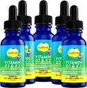 Sıvı D3 K2 5000 IU - Vegan, Hayır, Hayır Odor, Soy-Free, Gluten Free, Non-GMO, 1000 I per Drop, Boosts Energy Levels & Immune System, Supports Heart Health (5 Pack)