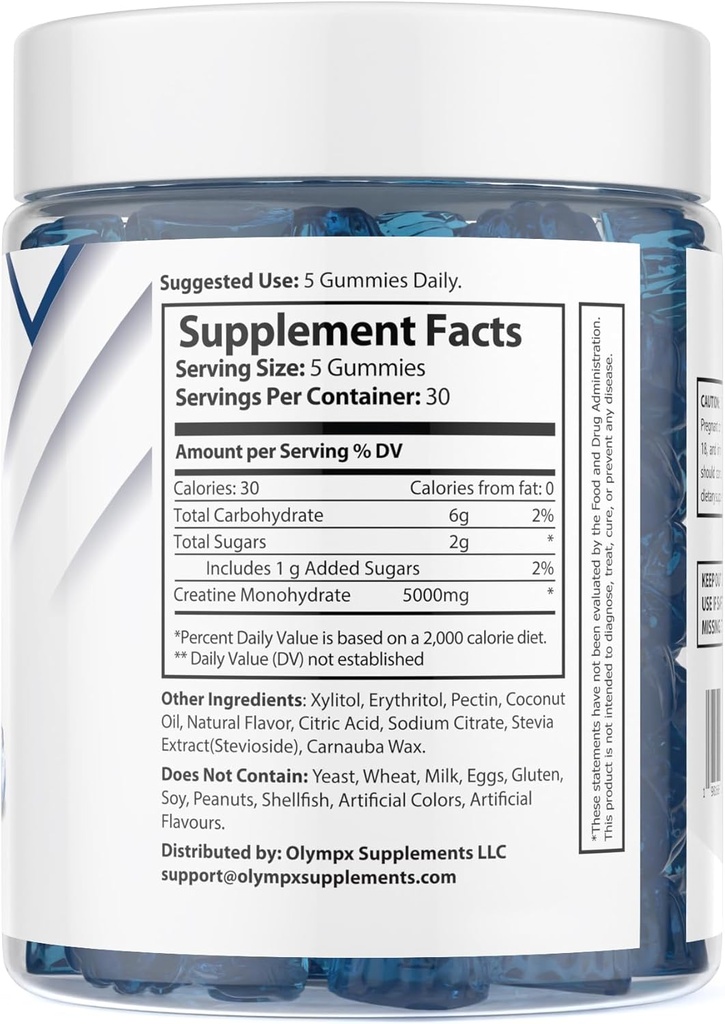 Creatine Monohydrate Gummies - 30 Μερίδες, 5g ανά Σερβίρισμα, Βατόμουρο (150 Count)