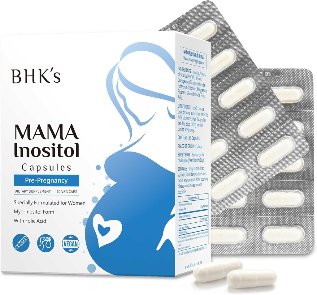 BHK'nın Pre-Pregnancy Fertness Supplement, Hormonal Denge ve Sağlıklı Ovarian Fonksiyonlu Kadınlara Destek, Inositol ile Düzenli Lisanslar, 60 Capsules
