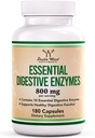 Digestive Enzymes - Tüm 10 En Essential Digestive and Pancreatic Enzymes (Amylase, Lipase, Bromelain, Lactase, Papain, Protease, Cellulase, Maltase, Invertase) Double Wood