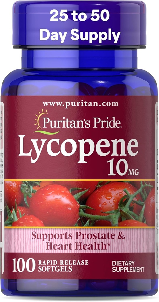 Puritan'ın Gurur Premium Lycopene 10mg, Prostate, Antioksi, Kalp Sağlığı ve Genel Sağlık Desteği için Diyetsel Supplement, 100 Hızlı Yayın Softgels