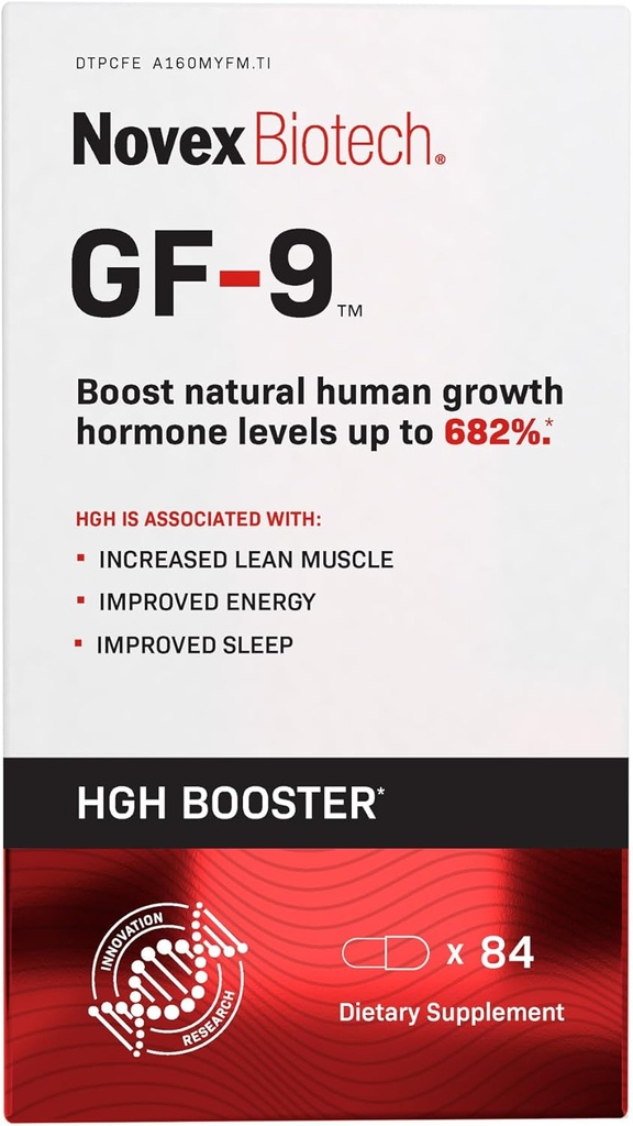 Novex Biotech GF-9 – HGH Ενισχύοντας συμπλήρωμα για τους άνδρες – Συγκρότημα προπόνησης για τους άνδρες – Ενέργεια υποστήριξης, αντοχή, ύπνος, 84 Ct (21-ημέρα προσφοράς)